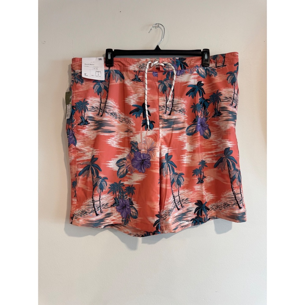 Goodfellow & Co Board Shorts Mens XXL Pink‎ Hawaiian Island Print 9" Inseam
